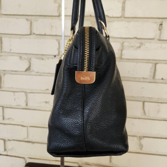 Coach Mini Emma Black Leather Shoulder Bag Handbag Purse - Picture 6 of 17